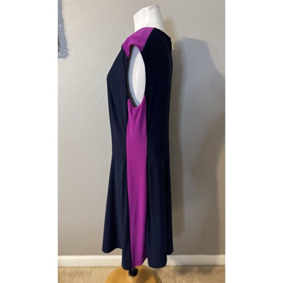 Ralph Lauren Dress 16 Magenta Sides Navy Blue Stretch Church Career Party - Picture 6 of 12
